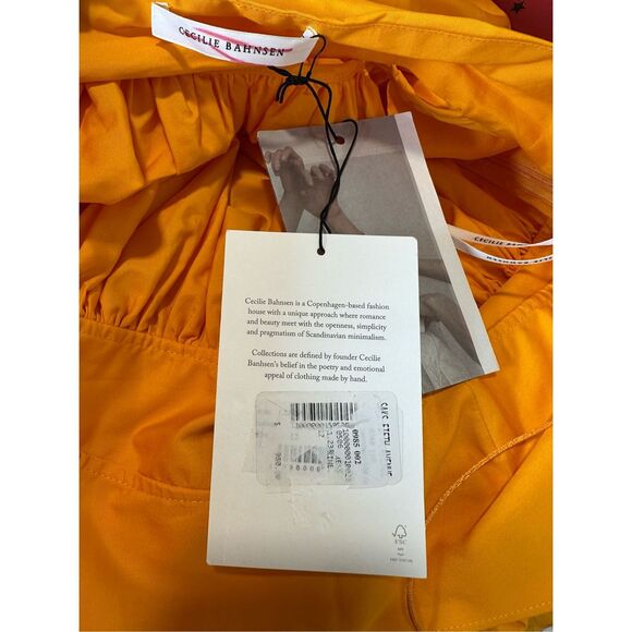 Cecilie Bahnsen Susa Organic Cotton Midi Dress in Tangerine US 8 $1095 - Picture 11 of 12